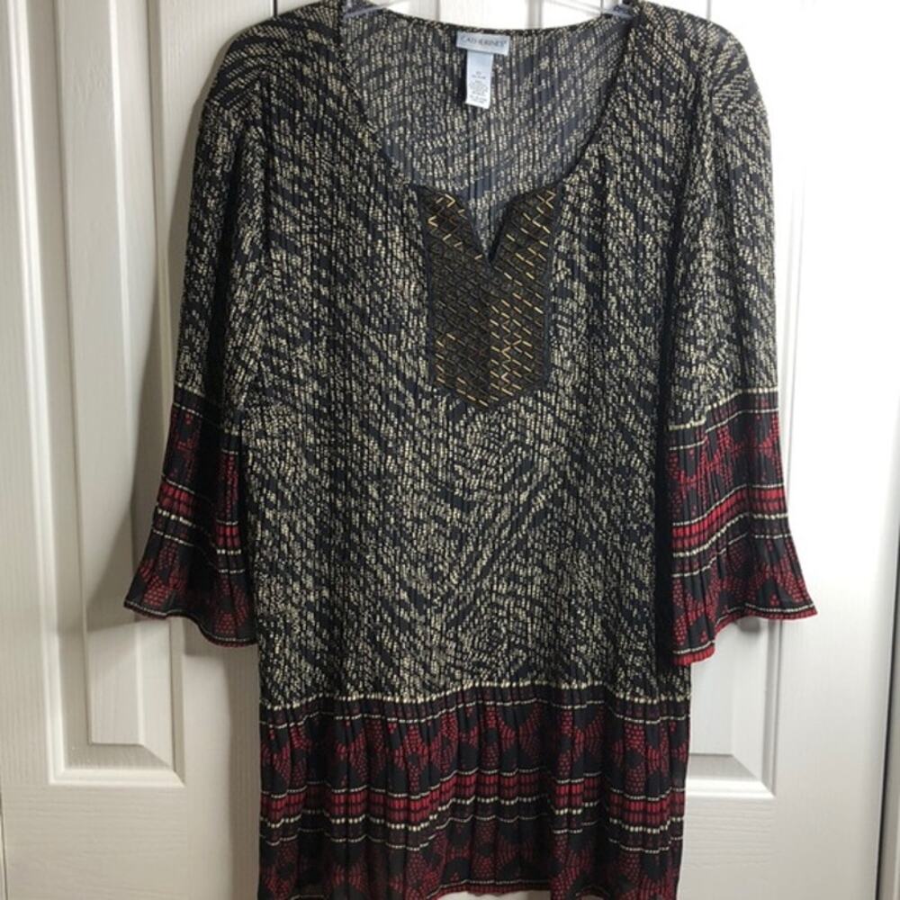 VTG Catherines Women's Split Neck Pullover Peasant Retro Top l Size: 1X-
